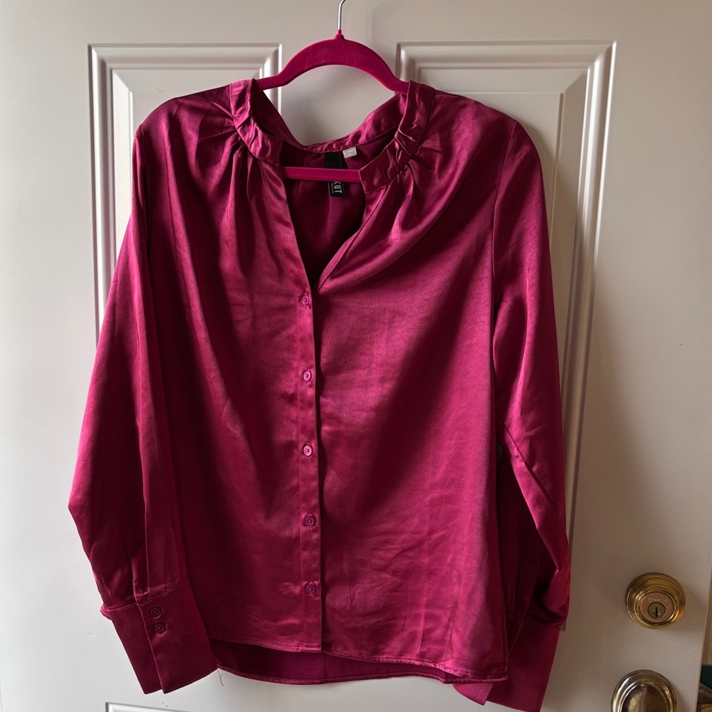 Kut from the Kloth Fuchsia Button-Down Blouse
